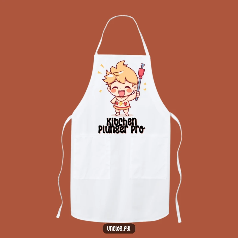Funny Plunger Master Apron: Triumphant Character's Joy, Perfect Funny Gift for Chefs