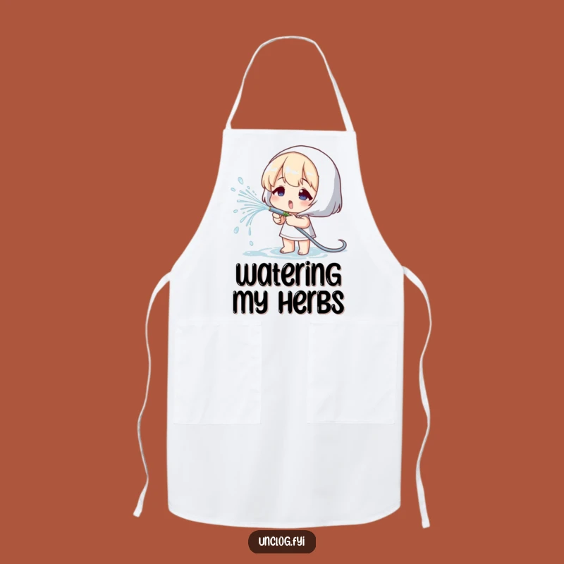 Funny Gardener Apron: Water Spraying Character, Kitchen & Garden Fun