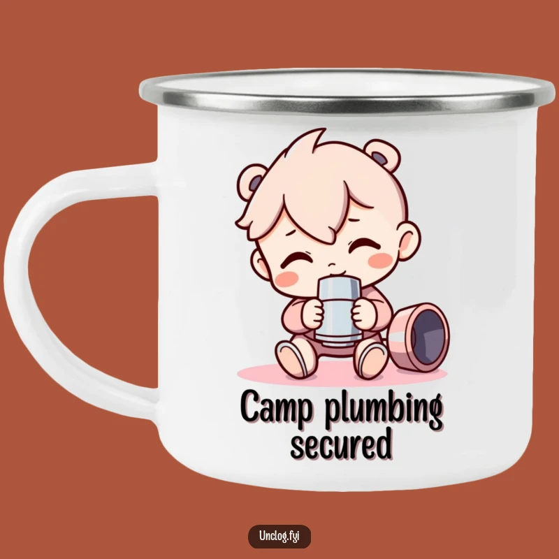Funny Pipe Project Camp Mug: Shiny Fittings for Outdoor Builds!