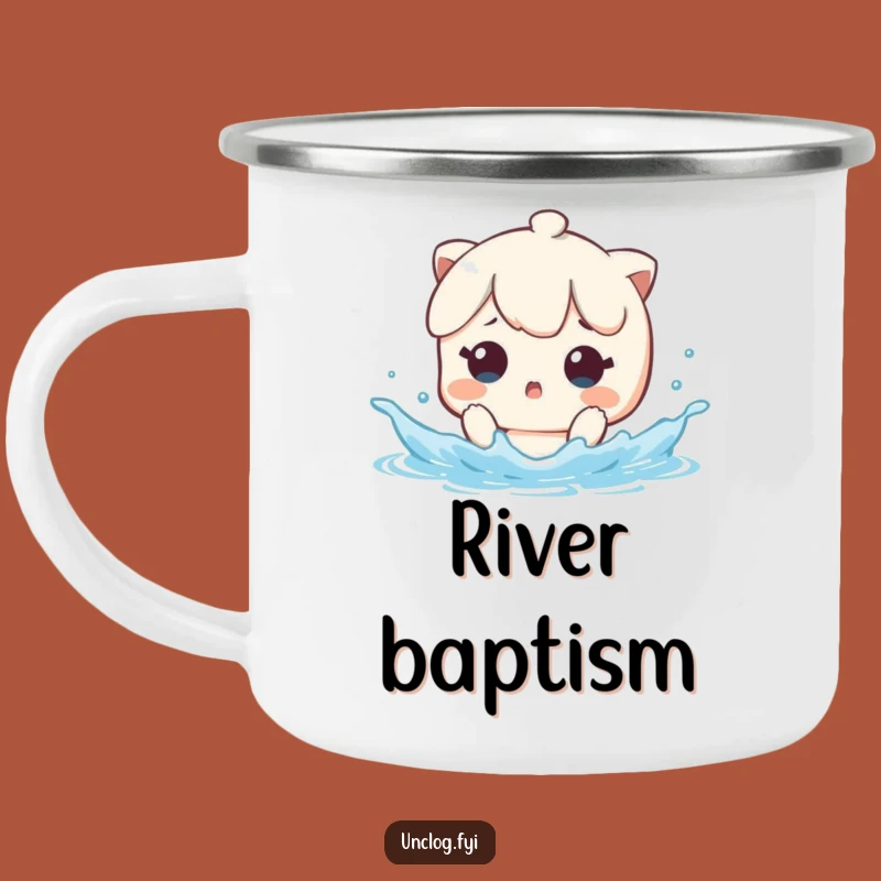Funny Camping Mug - Kawaii Splash Surprise Character, Adventure Gift