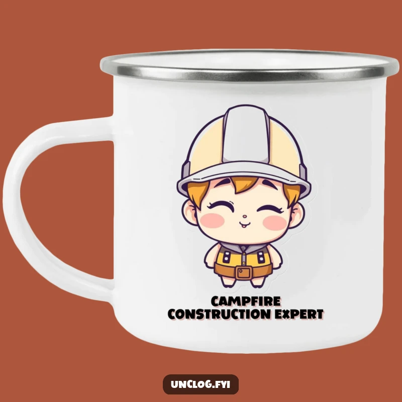 Funny Hard Hat Winking Camping Mug - Construction Comfort with a Cheeky Wink