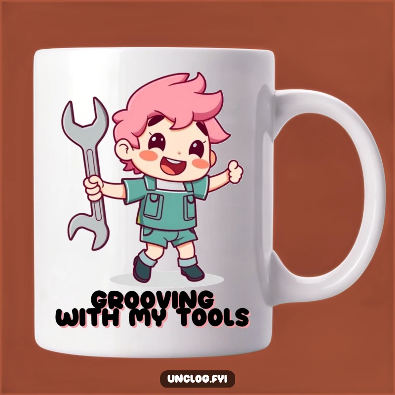 Funny Dancing Wrench Mug - Mechanic's Joyful Partner Dance, Perfect Tool Gift