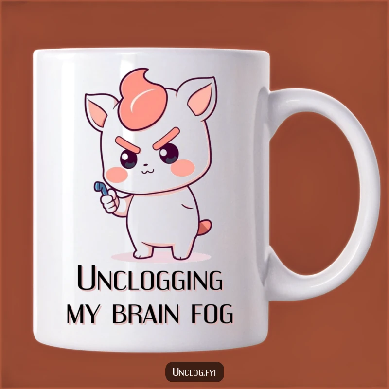 Funny Kawaii Plunger Pusher Mug: Determined Character, Tackles Tough Jobs, Gag Gift