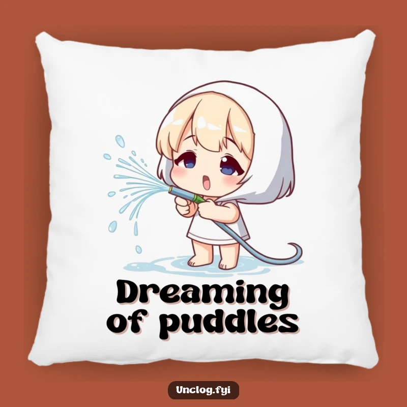 Funny Gardener Pillow: Water Spraying Character, Comfy Plant-Themed Decor