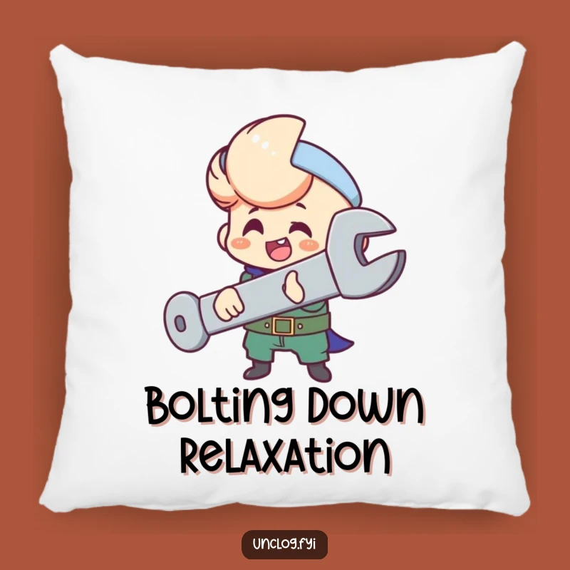 Funny Mechanic Pillow: Happy Bolt Tightener, Cozy Tool Time, Comforting Gift!