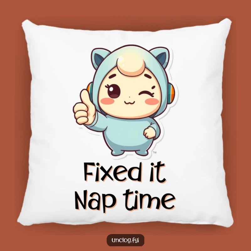 Funny Thumbs Up Fix Pillow: Cute Character Cushion, Perfect Comfy Joke Gift!