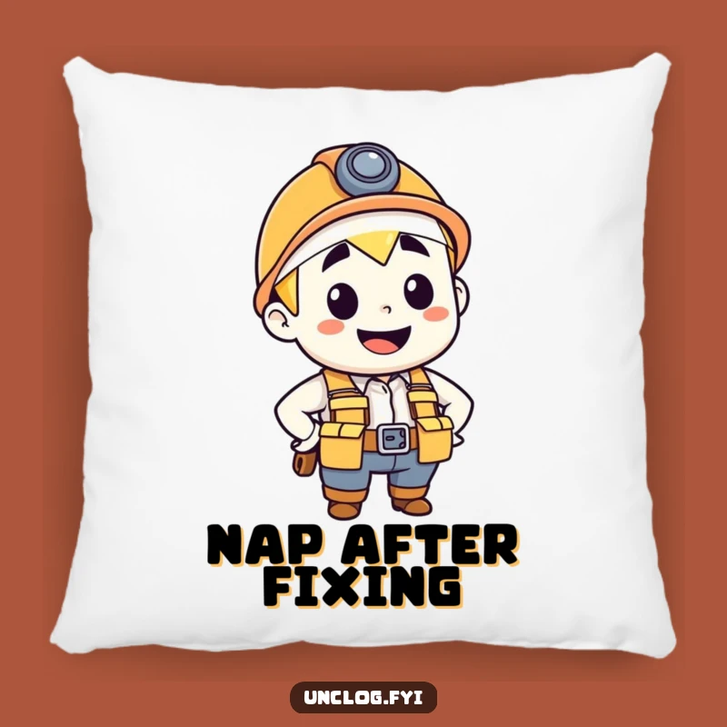 Funny Plumber Pillow: Confident Character with Tool Belt, Comfy Decor