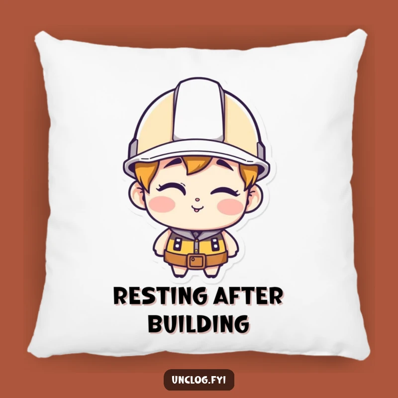 Funny Hard Hat Winking Pillow - Construction Comfort with a Cheeky Wink