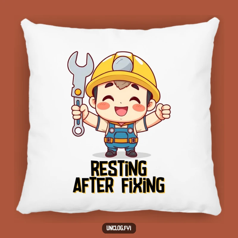 Funny Mechanic Pillow - Proud Wrench Holder Cushion, Perfect Humorous Accent for DIY Spaces