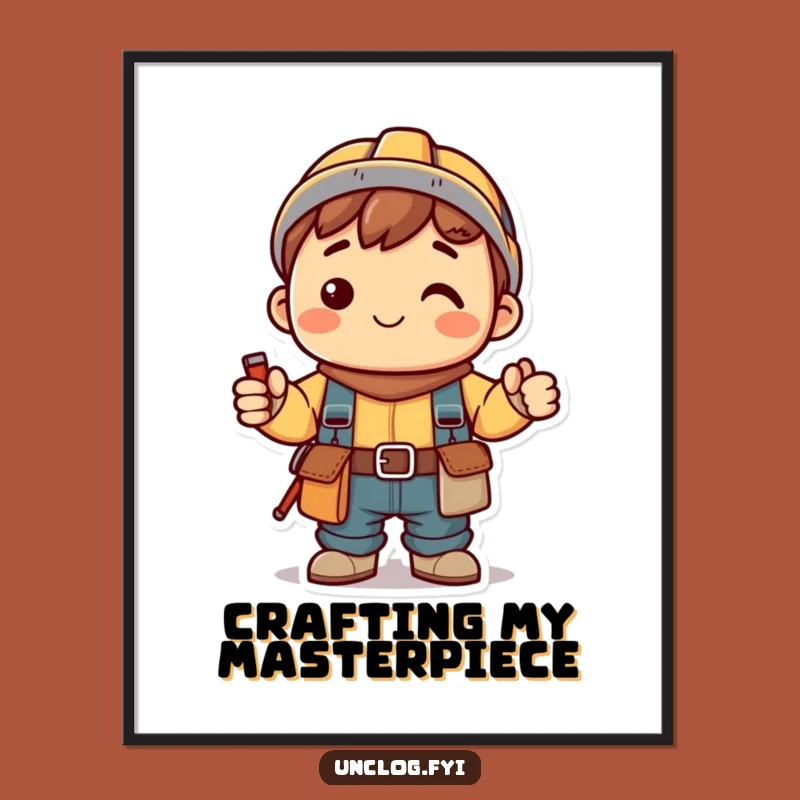 Funny Kawaii Handy Digital Art: Smiling Character, Tool Belt, Instant DIY Charm