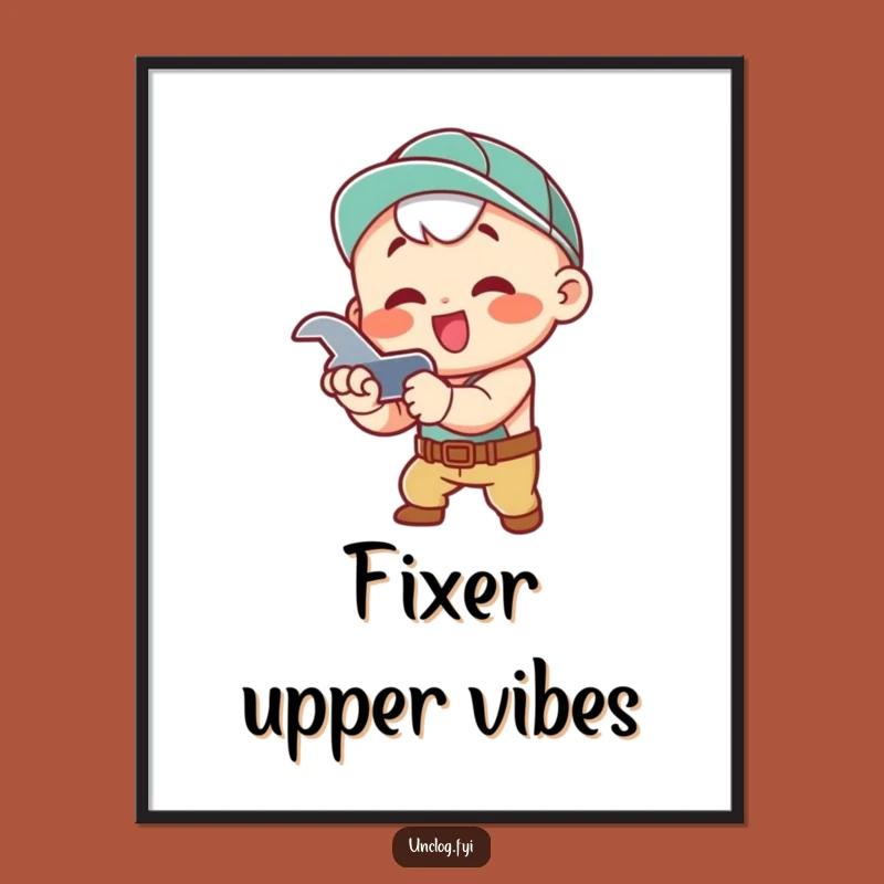 Funny Digital Art Print - Kawaii Wrench Character for Instant Charm
