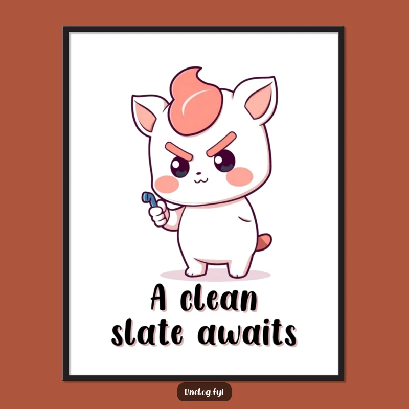 Funny Kawaii Determined Digital Art: Plunger Pusher, Instant Motivation