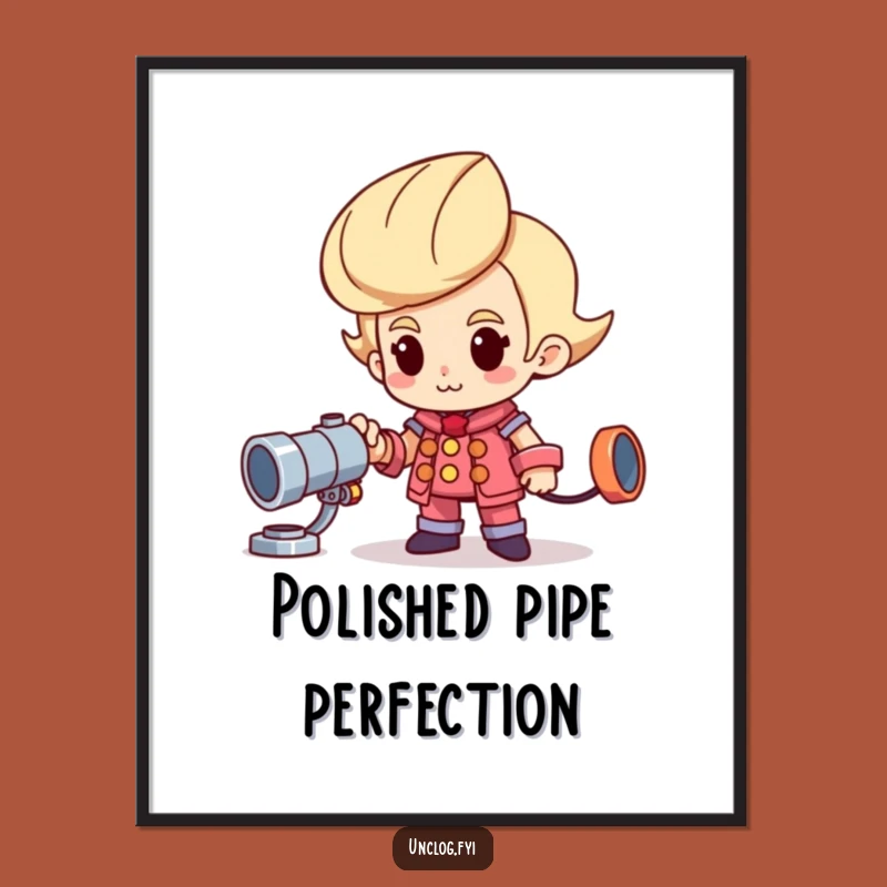 Funny Proud Plumber Digital Art: Shiny New Pipe Decor
