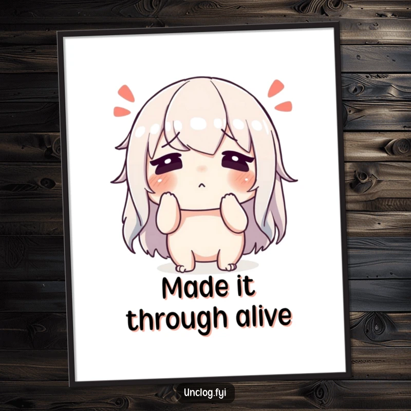 Funny character wiping sweat from its brow with a relieved sigh in digital art, perfect for humorous and motivational decor.