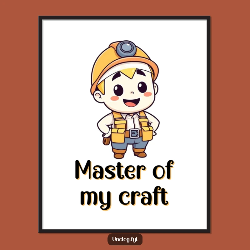 Funny Plumber Digital Art: Confident Character with Tool Belt, Instant Decor