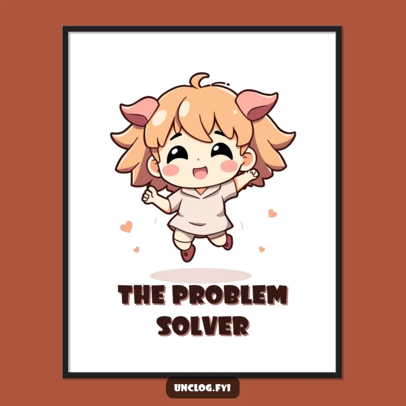 Funny Breakthrough Art Print: Energetic Character's Solution Jump Digital Gift