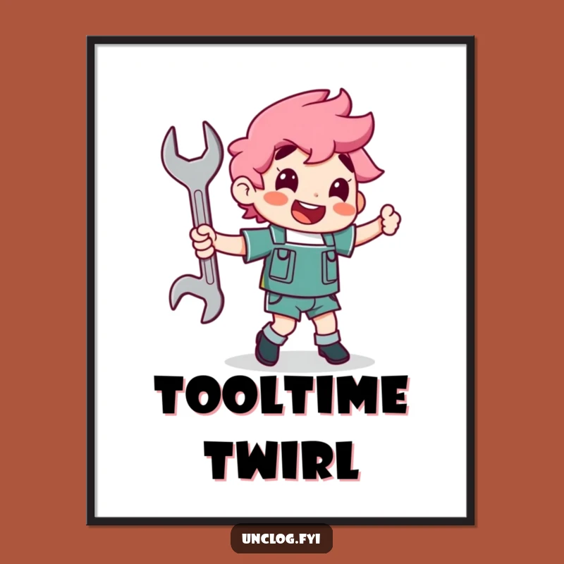 Funny Dancing Wrench Digital Art - Mechanic's Joyful Print, Instant Tool Decor Gift