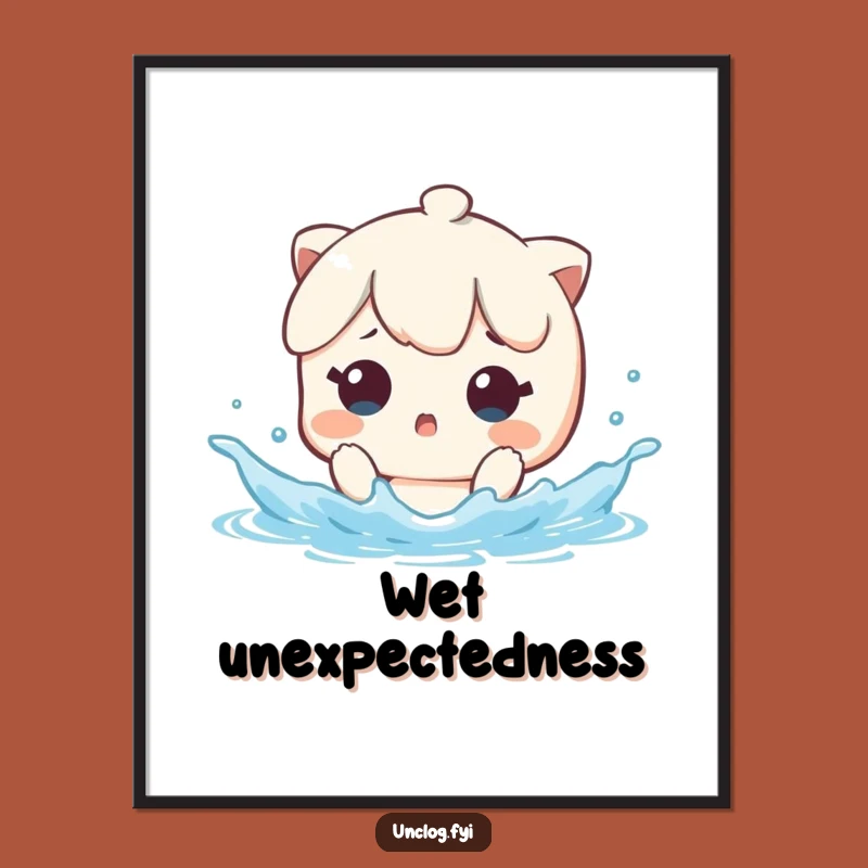 Funny Digital Art Print - Kawaii Splash Surprise for Instant Humor