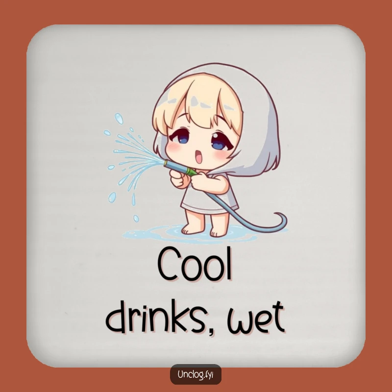 Funny Gardener Drink Coaster: Water Spraying Character, Protect Your Table