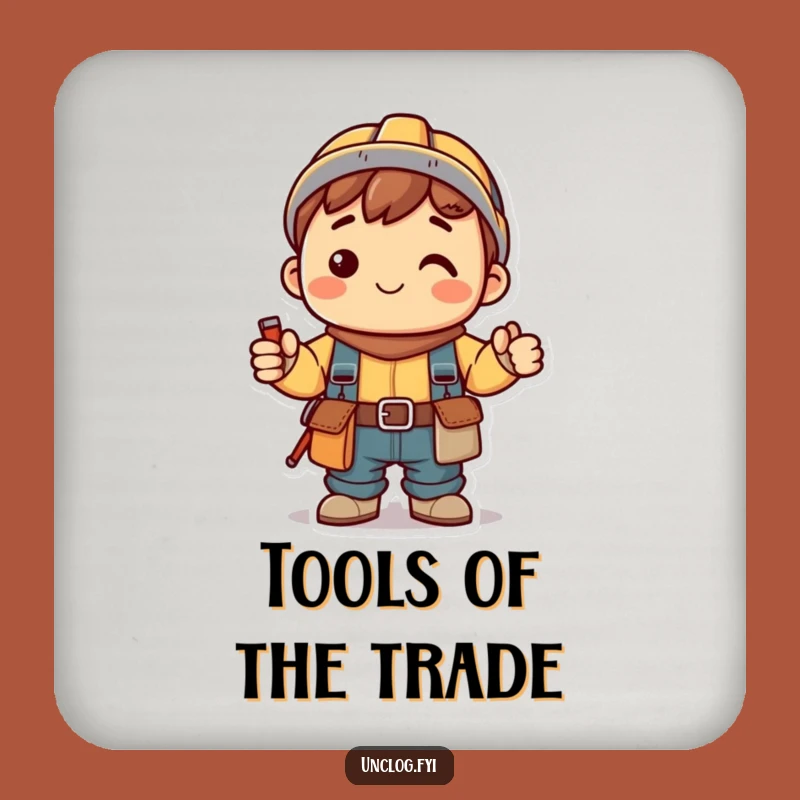 Funny Kawaii Handy Coaster: Smiling Character, Tool Belt, Protect Surfaces