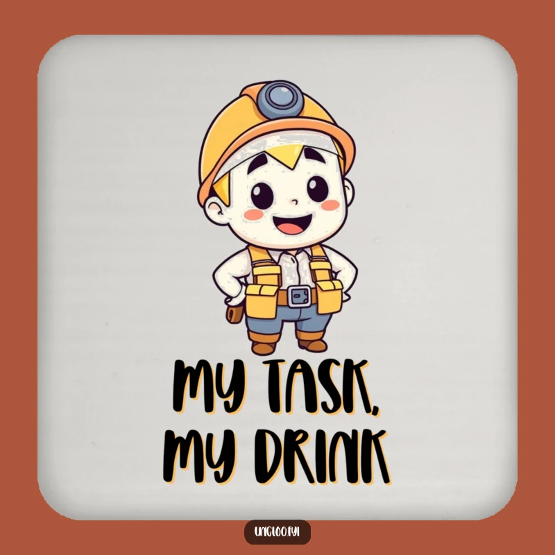 Funny Plumber Drink Coaster: Confident Character with Tool Belt, Protect Surfaces