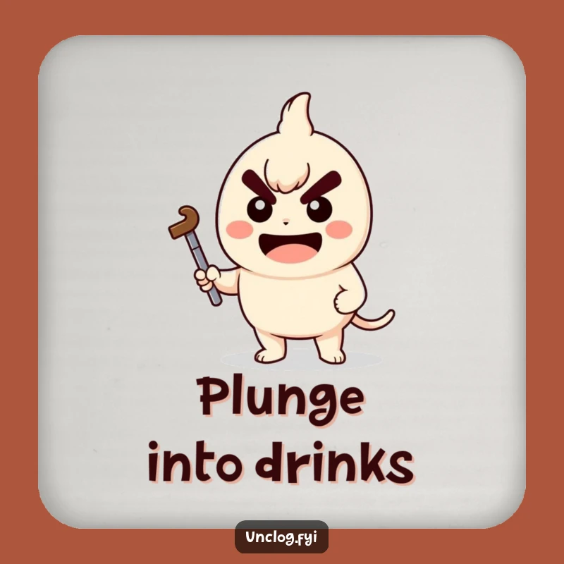 Funny Coasters (Set of 4) - Kawaii Plunger Protection, Determined Gift