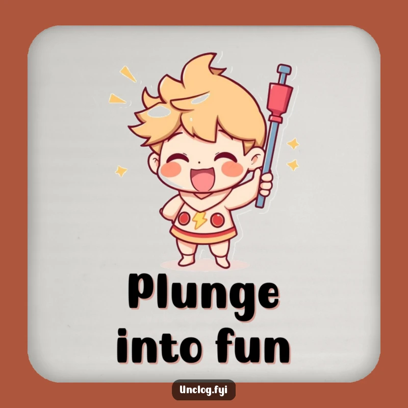Funny Plunger Coaster: Triumphant Character's Joy, Protect Surfaces Funny Gift