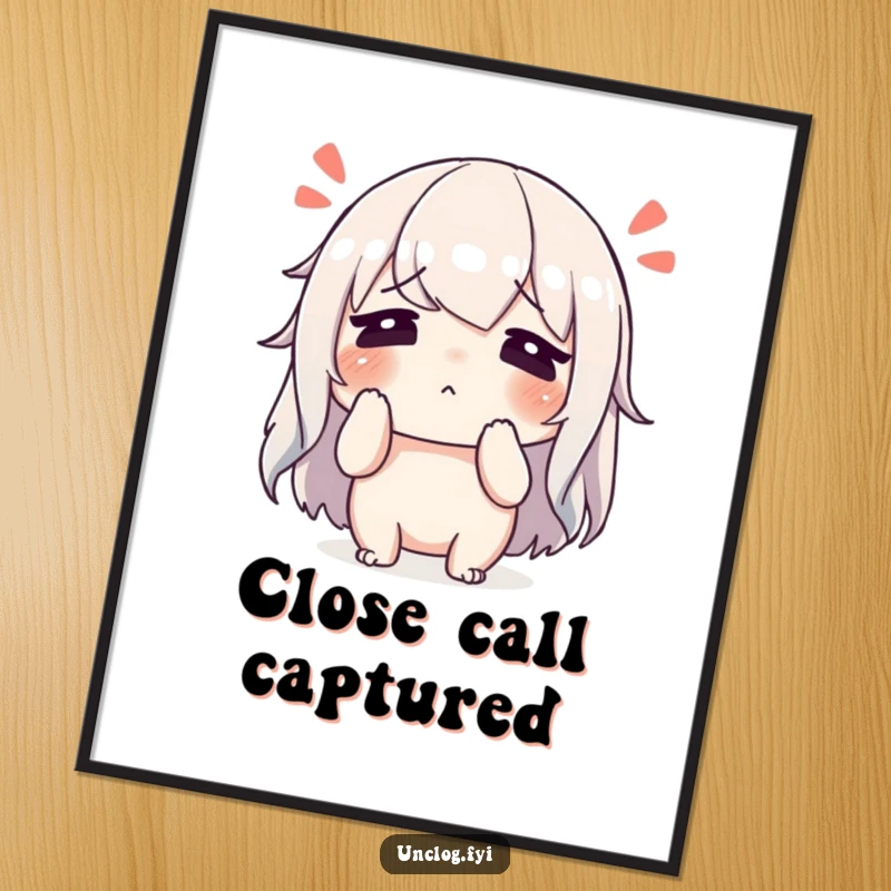 Funny character wiping sweat from its brow with a relieved sigh on a poster, symbolizing hard work and successful completion.