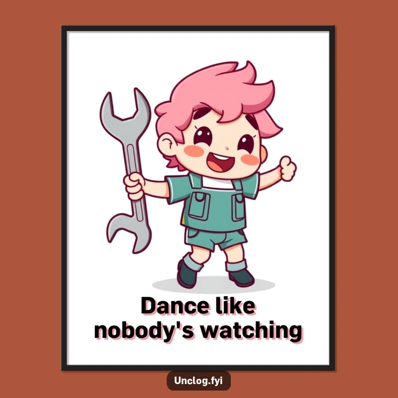 Funny Dancing Wrench Poster - Mechanic's Happy Dance Art, Hilarious Tool Gift