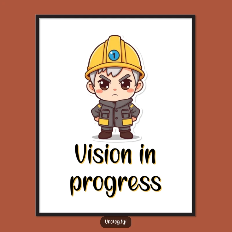 Funny Determined Hard Hat Poster: Motivational Art - Ready For Action