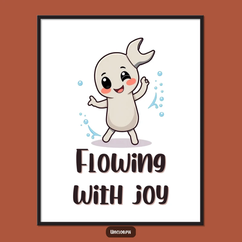 Funny Pipe Wrench Dancer Art: Joyful Plumbing Scene, Whimsical Decor Gift