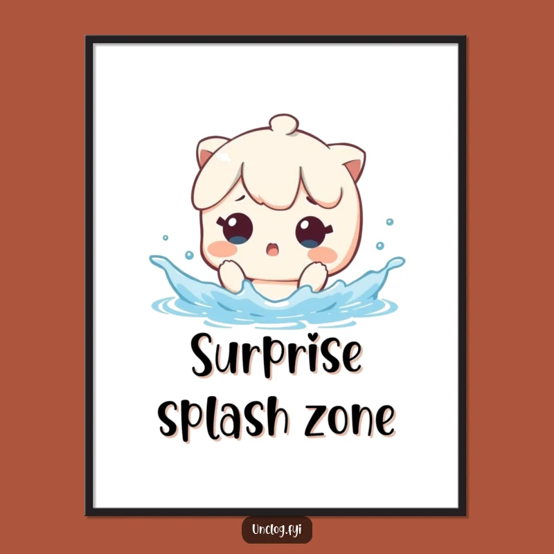 Funny Poster - Kawaii Splash Surprise Character, Whimsical Wall Art