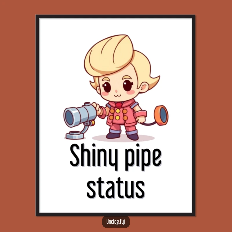 Funny Proud Plumber Poster: Shiny New Pipe Character Art