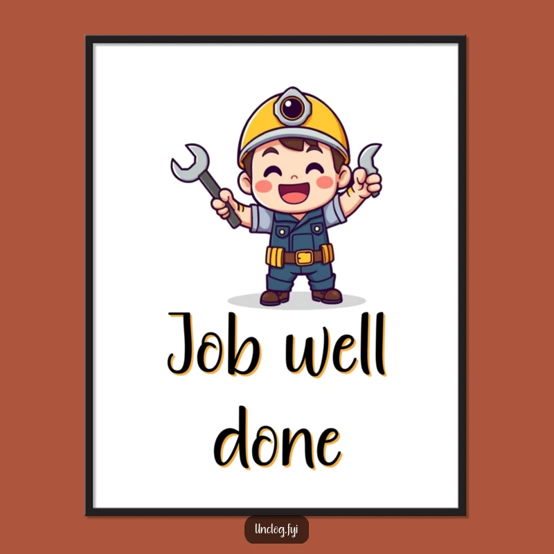 Funny Victory Wrench Dance Poster - Celebrate Success Funny Decor