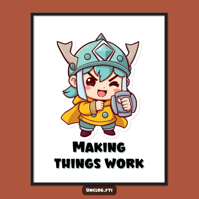 Funny Determined Bolt Tightener Poster: Decorate with Grit and this Handy Character Art Gift