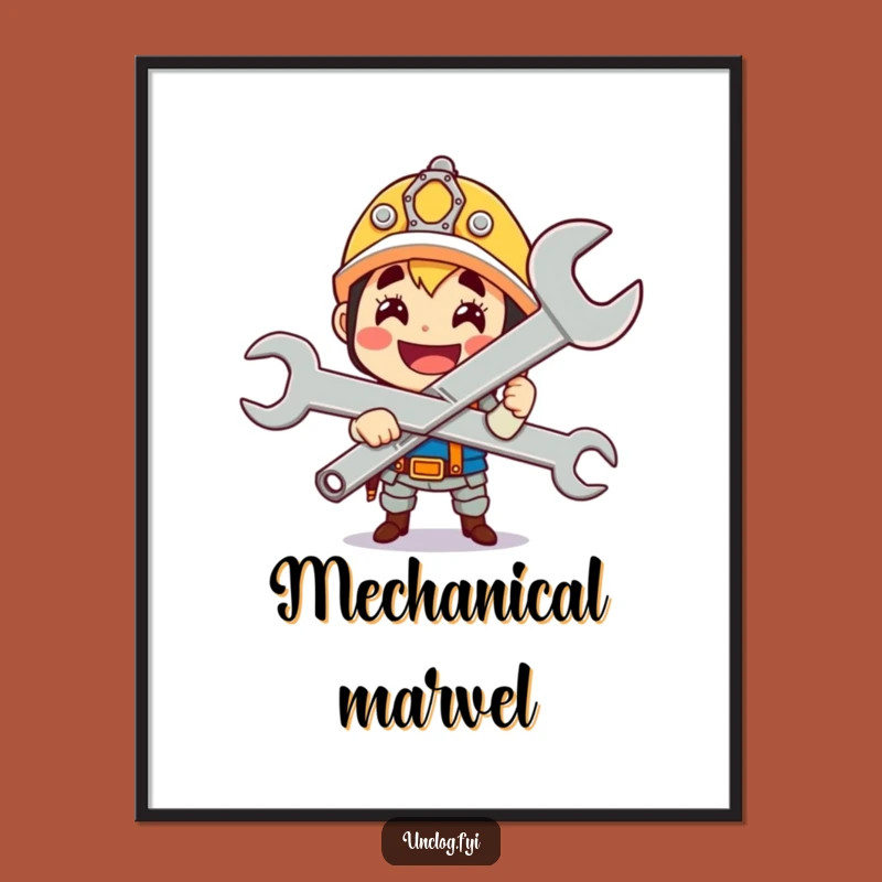 Funny Wrench Master Poster: Proud Character Wall Art for Your Workshop