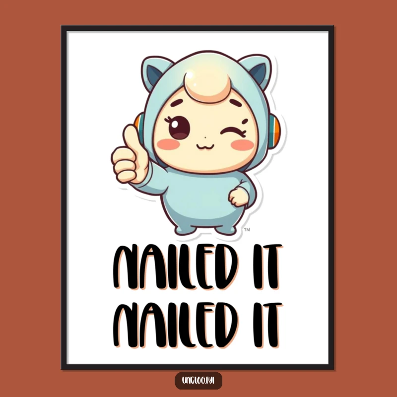 Funny Thumbs Up Fix Poster: Cute Character Wall Art, Perfect Humorous Decor!