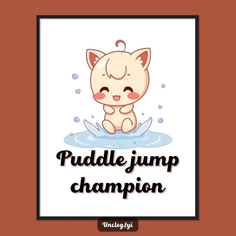 Funny Puddle Splash Poster: Hilarious Wall Art for Joyful Spaces