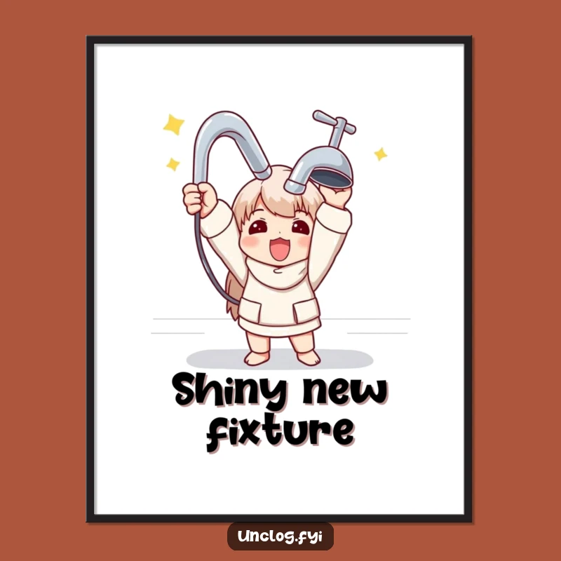 Funny Plumber Poster: New Faucet Triumph, Motivational DIY Decor