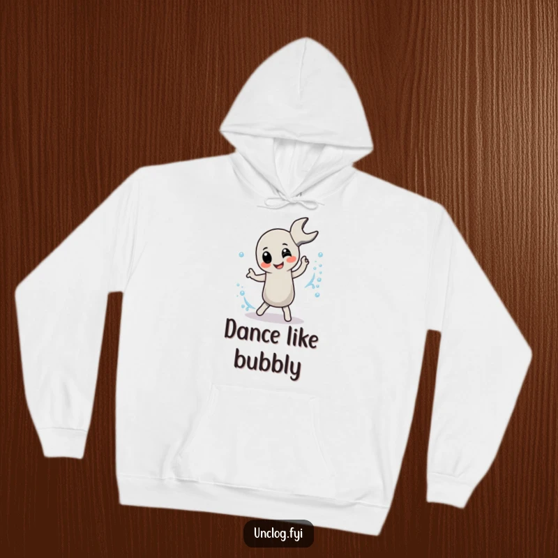 Funny Hoodie showcasing a pipe wrench character playfully dancing with a bubbly stream, perfect for cozy fun.