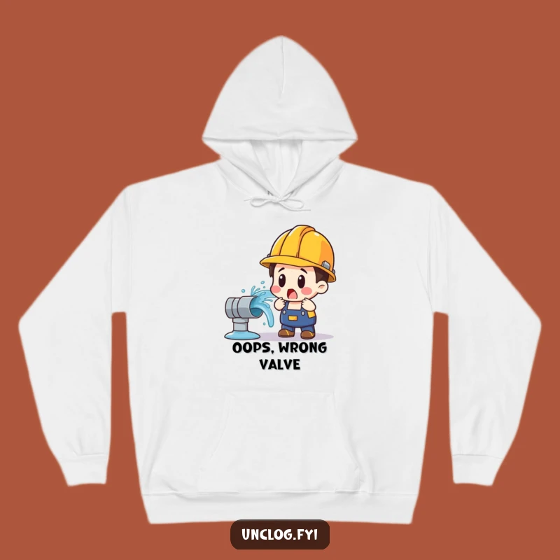Funny Water Pipe Burst Hoodie: Shocked Plumber Design, Cozy & Hilarious Gift!