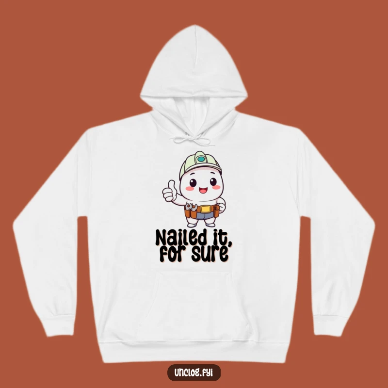 Funny Kawaii Hoodie - Thumbs Up Character with Tool Belt, Cozy Gift