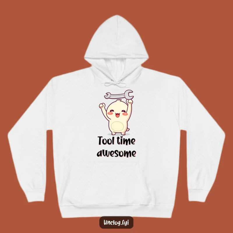 Cozy Funny Kawaii Wrench Hoodie - Joyful Character Tool Humor Gift