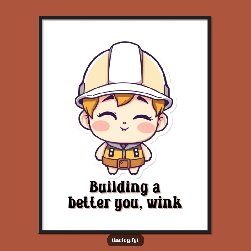Free Printable Wall Art: Winking Hard Hat Guy Humorous Downloadable Gift