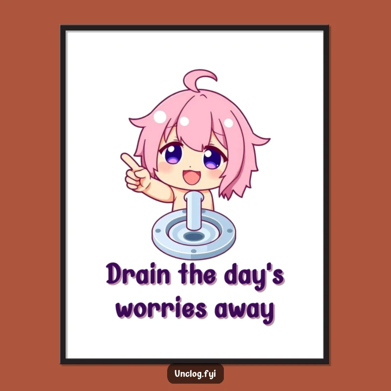 Free Printable Wall Art: Clean Drain Humor Funny Character Downloadable Home Decor