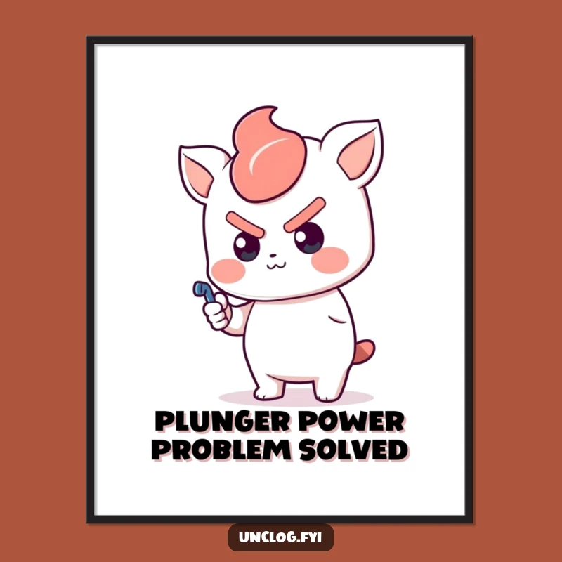 Free Printable Kawaii Plunger Wall Art - Funny Downloadable Art for Quirky Spaces
