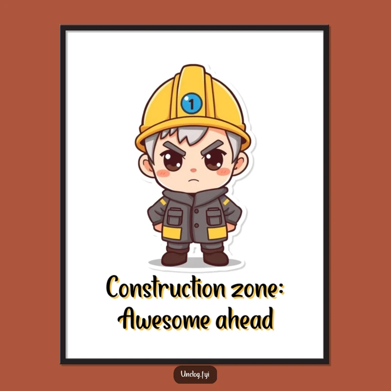 Free Printable Wall Art: Determined Builder Funny Character Downloadable Home Decor