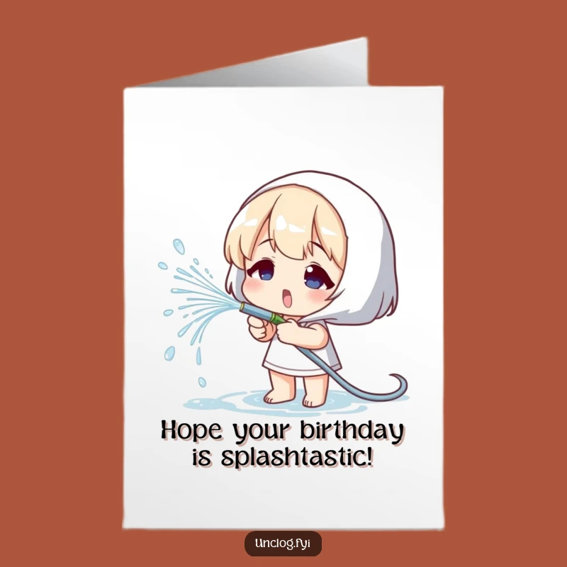 Free Printable Birthday Card: Funny Sprinkler Character, DIY Downloadable Gift