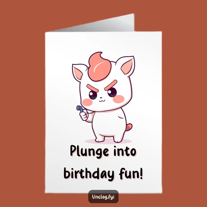 Free Printable Kawaii Plumber Birthday Card - Funny Downloadable Gift for Stubborn Clogs