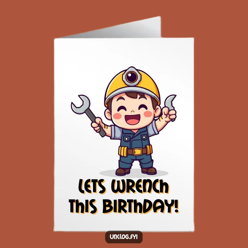 Free Printable Mechanic Birthday Card: Victory Dance Wrench, Funny Downloadable Greeting
